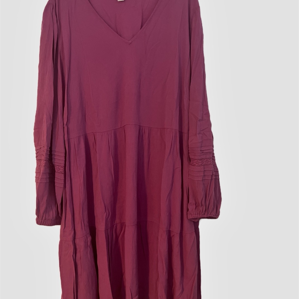 Ava & Viv Pink Tiered Ruffled Long Sleeve Sundress